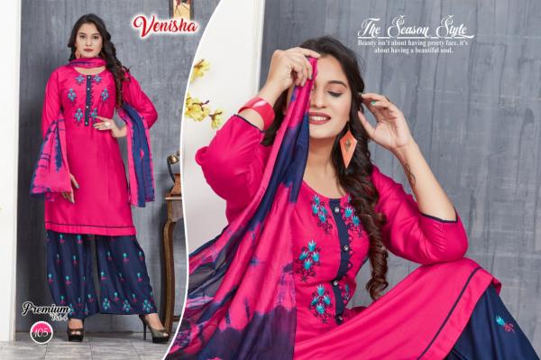 Venisha Premium 4-Rayon-Kurti-With-Bottom-And-Dupatta